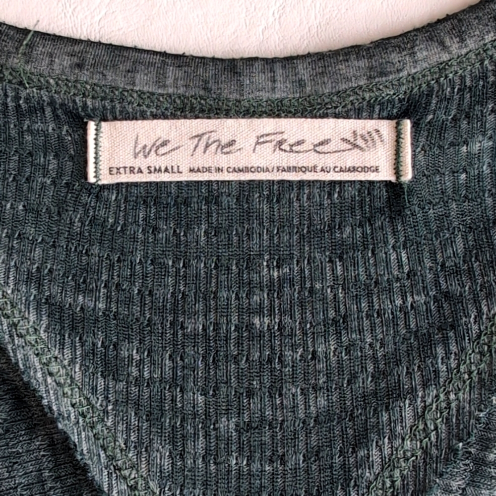 Free People Citrine Thermal Oversized Waffle Top In Vetiver Colorway Women's XS - Picture 3 of 11
